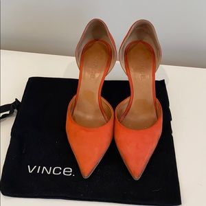 VINCE suede orange heels. Barely worn